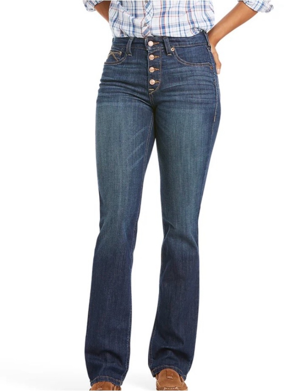 Ariat - 32 Long - Real High Rise Straight Leg Kirsten Pacific  - Button Fly